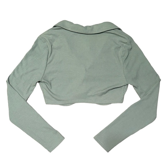 NEW Le Lis Collared Button Front Long Sleeve Underwire Underbust Crop Top Small - Picture 4 of 6